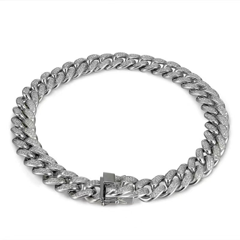 Stainless Steel Titanium Steel Cuban Chain Necklace Bracelet