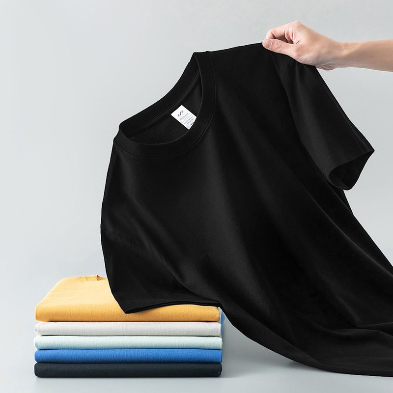 Abrigo de color liso de verano Camiseta interior de cuello redondo de manga corta de algodón puro para hombre y mujer