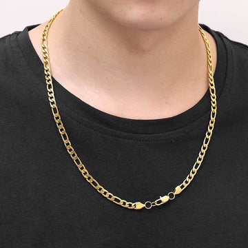 Day-shaped Clasp Stainless Steel Figaro Necklace
