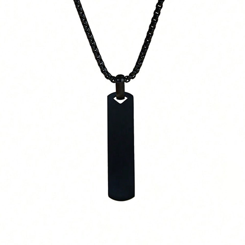 Stainless Steel Polished 3D Bar Mens Simple Stylish Titanium Steel Necklace