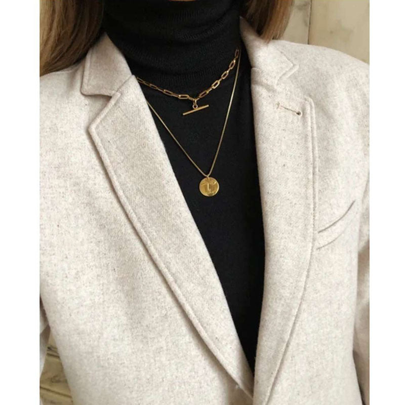 Women's Vintage Statement Gold Coin Necklace