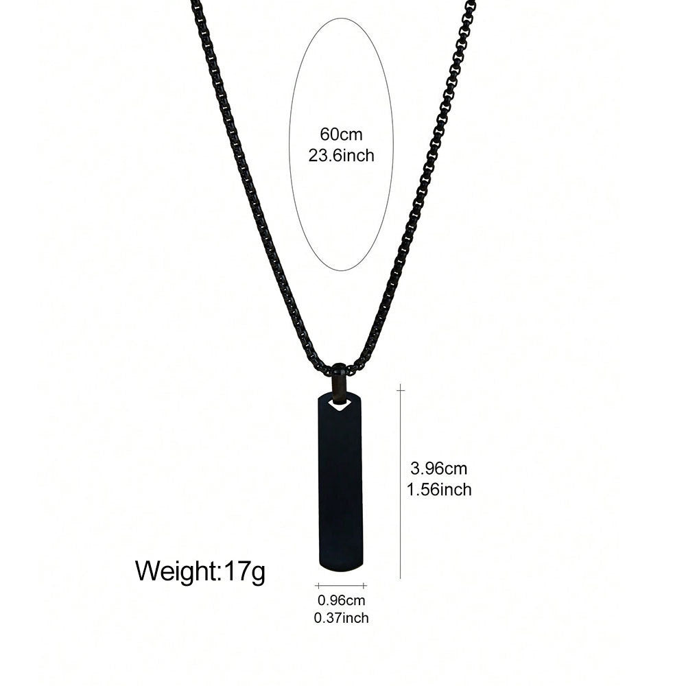 Stainless Steel Polished 3D Bar Mens Simple Stylish Titanium Steel Necklace