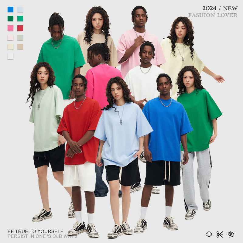 Big-name Pure Cotton Solid-color Crewneck T-shirt For Men High Quality