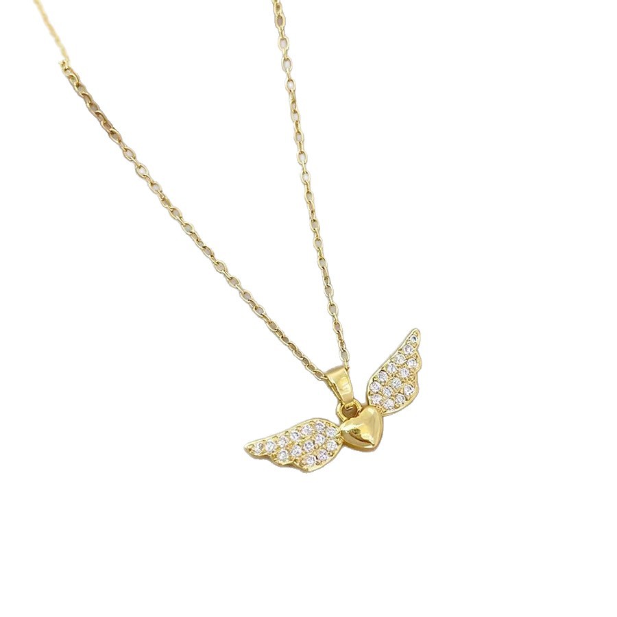 Instagram-style Light-luxury High-end Heart-shaped Angel Wings Necklace