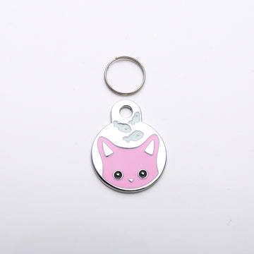 Pet Dog Brand Cute Cartoon Cat And Fish Printed Cat Necklace Pendant Alloy Dog Collar Ornament Pendant