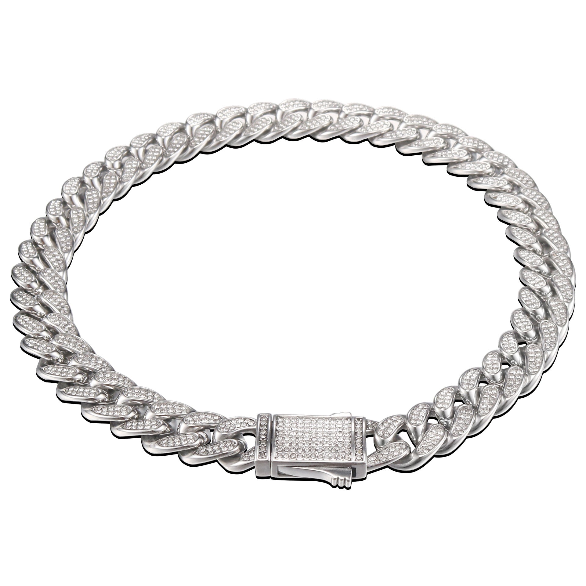 Stainless Steel Titanium Steel Cuban Chain Necklace Bracelet