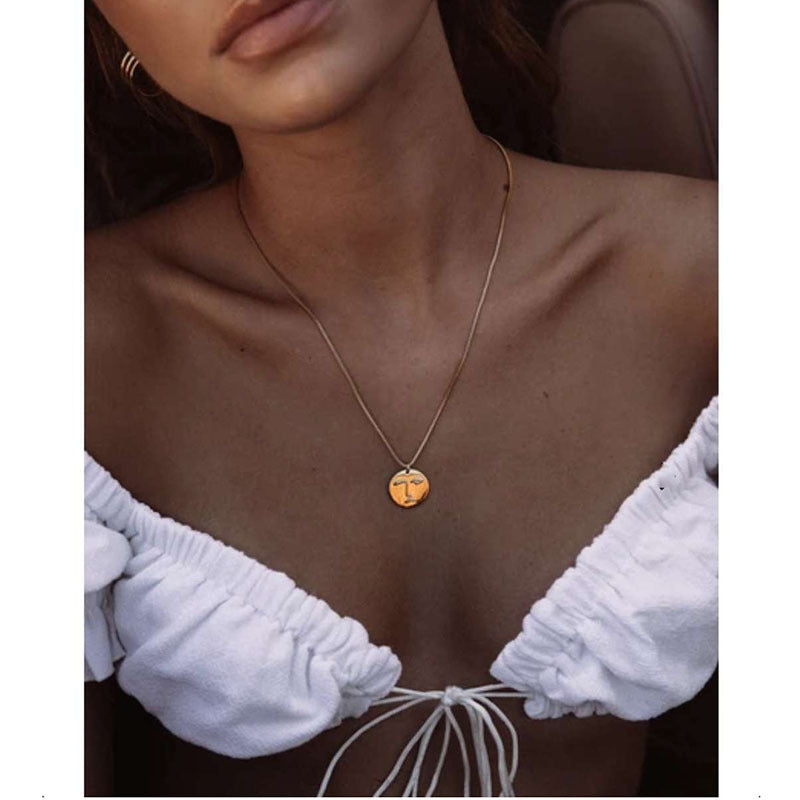 Women's Vintage Statement Gold Coin Necklace