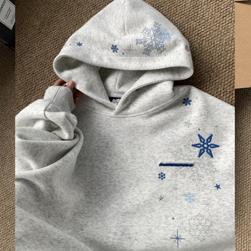 American-style Fleece-lined Thickened Embroidered Hoodie For Men