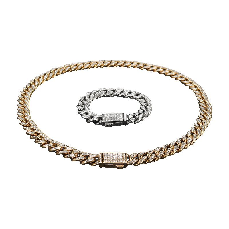 Stainless Steel Titanium Steel Cuban Chain Necklace Bracelet